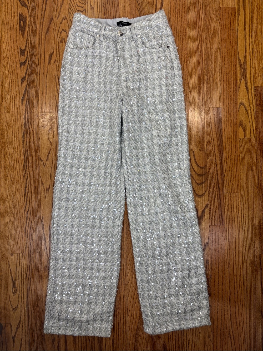 NWT Sparkly Sequined Tweed Wide-Leg Pants (S)
